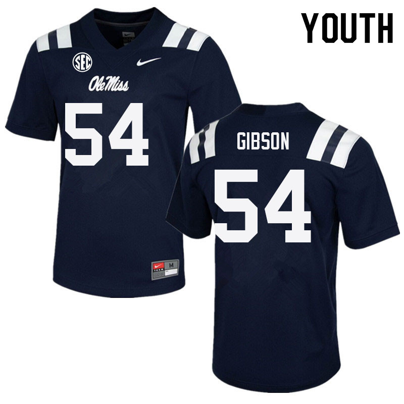 Carter Gibson Ole Miss Rebels NCAA Youth Navy #54 Stitched Limited College Football Jersey UMK1558IX